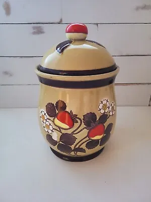 Vintage Ceramic Strawberry Cookie Jar Kitchen Storage Country Farmhouse Rustic • $18