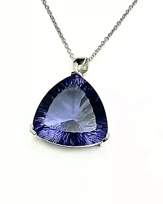 P72525P Mt St Helens Twilight Purple Helenite Trillion Sterling Silver Pendant • $120