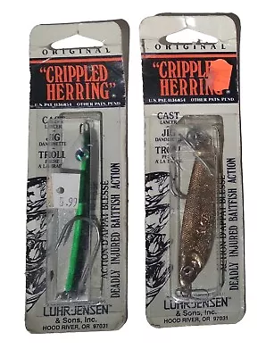 2 Luhr Jensen Crippled Herring 1oz 24K Gold Plate 2oz Green Pearl Fishing Lures • $15.75