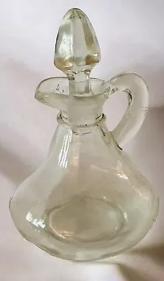 Vintage Clear Glass Cruet Bottle With Glass Stopper Oil & Vinegar Decanter • $13.50