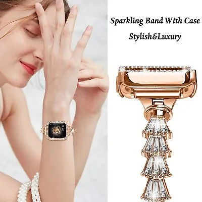 $23.99 • Buy For Apple Watch Series 8 7 6 5 4 3 2 1 SE Bling Diamond IWatch Band Wrist Strap