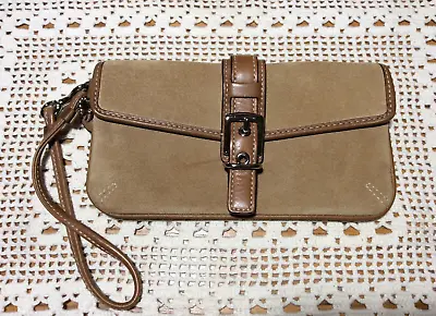 COACH Brown Suede Leather Wristlet Clutch-Nice! • $21