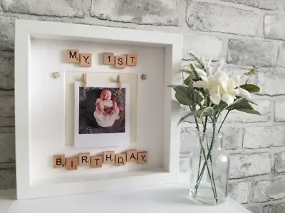 My 1st Birthday Photo Frame With Wooden Scrabble Tiles • £18.50