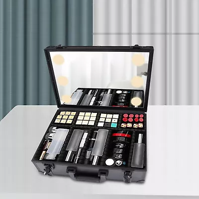 Makeup Train Case Salon Cosmetic Trolley Organizer Travel Box Kit W/ LED Light • $69