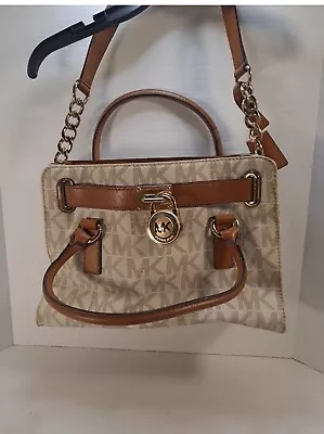 Michael Kors Vanilla Brown Signature Coated Canvas Satchel With Matching Wallet • $50