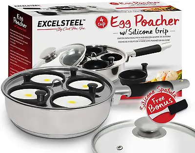 18/10 Stainless Steel 4 Cup Egg Poacher Non Stick Easy Use Rust Resistant Home  • $38.72