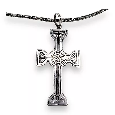 Vintage Celtic Cross 2” Pendant 70% Silver Bali Chain Necklace 22” • $165