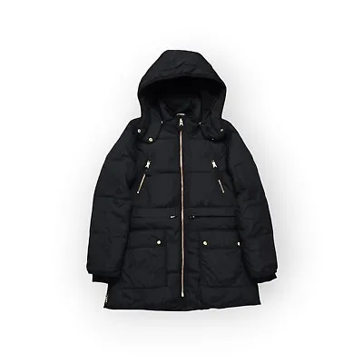 J. Crew Black Chateau Puffer Jacket Hooded Primaloft AF012 Womens Small • $119.95