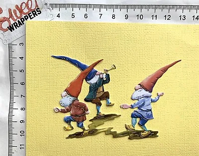 DECOUPAGE CARD Tattered Lace Die Cuts X4 Dancing Elves Gnomes Pixies Fairy Folk • £6.99