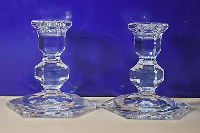 Val St Lambert 5in. Crystal Candlesticks Pair • $39.95