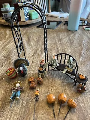 Dollhouse Fairy Garden Accessories FALL Harvest Pumpkin Fairies Scarecrow Turkey • $20