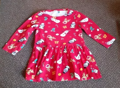 Baby Girls Red Long Sleeve Christmas Dress 9-12 Months Size • £2.59