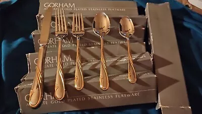 Gorham Aureate Gold Plated Stainless Flatware Set Of 5 • $120