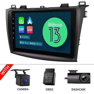 CAM+DVR+OBD+Car Radio Stereo Android 13 8-Core 6+64 For Mazda 3 10-13 GPS No-DVD • $356.64