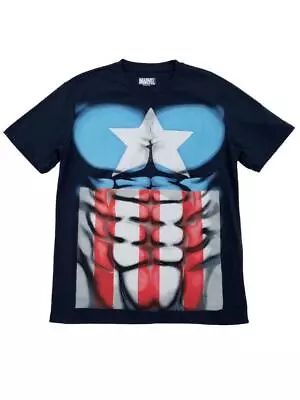 Mens Marvel Captain America Muscle Costume Short Sleeve T-Shirt • $10.95