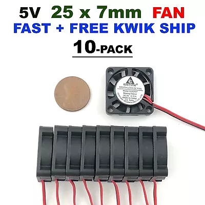 Gdstime 5v 25mm X 7mm 2507 DC Computer Cooling Fan Mini Micro Cooler 2pin 10 Pcs • $27.95