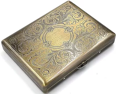 Victorian Style Cigarette Metal Case Double Sided King & 100s Etched Pattern AB • $22.99