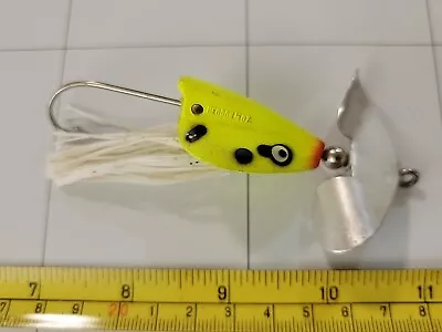 VINTAGE HEDDON BRUSH POPPER 1/4 Oz. FISHING LURE FLOURESCENT FROG • $1.75