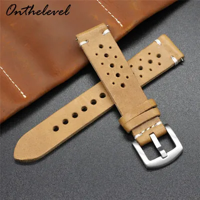 Mens Watch Strap Genuine Handmad Leather Wrist Band 18MM 20MM 22MM 24MM UKStock • £8.99