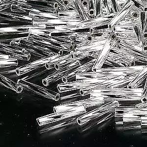 12mm Silver Glass Bugle Beads Miyuki 1 25gm ~420 Beads • $3.49