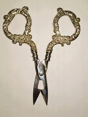 Vintage Antique Scissors Button Hole Embroidery Sewing Silver Handles Germany  • $29.99