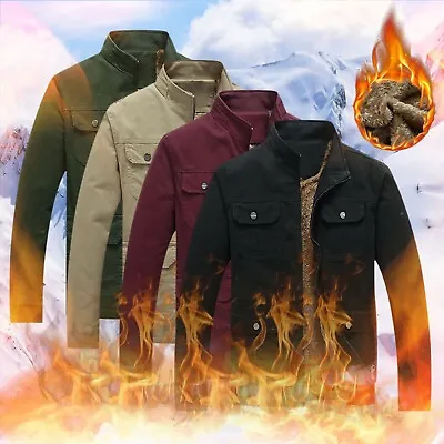 Men's Fall And Winter Stand-up Collar Lamb Velvet Jacket Plus Velvet Thick • $58.73