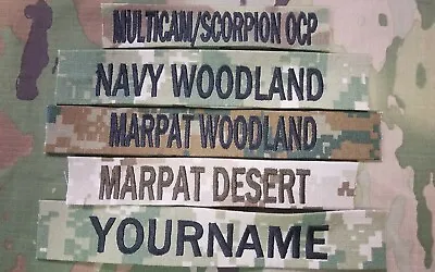 Custom Name Tapes Sew On Fabric Multicam Scorpion OCP ACU Woodland BDU • $2.49