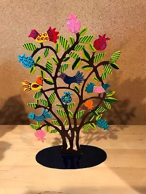 Preowned Yair Emanuel Laser Cut Treeof Life W Birds & Pomagranates Hand Painted • $36