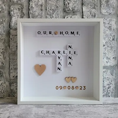 1. Scrabble Picture Box Frame Personalised Gift New Home Family Tree Love • £22