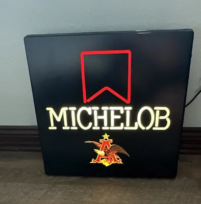 Vintage 1984 Michelob Beer Sign 18 X18   Faux Neon Light Works.  # 305-040 • $49.99