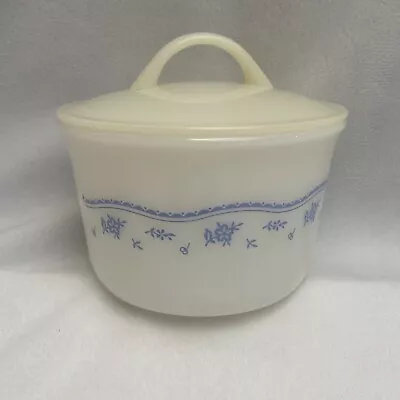 Pyrex Morning Blue Sugar Dish With Cover Vtg Blue White  • $16