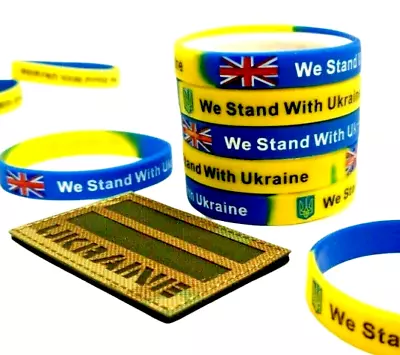 2 X Ukraine Bracelet Wristband We Stand / I Stand With Ukraine Support Peace • £2.99