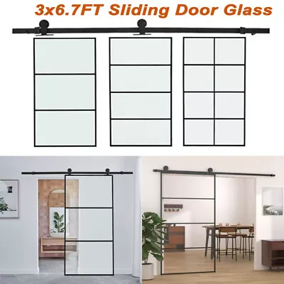 3x6.7Ft Sliding Door Glass And Aluminium Slide Rail Sliding Glass Internal Doors • £45.95
