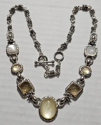 Sterling Michael Dawkins Mother Of Pearl Quartz And Gold Leaf Toggle Necklace  • $225