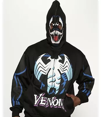 Fashion Nova + Venom Zip Up Hoodie - Black Large Marvel Sweatshirt Long Sleeve • $39.99