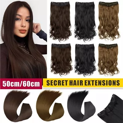 50cm 60cm Thick Top One Piece Clip In Real Remy Human Hair Extension Full Head • £7.69