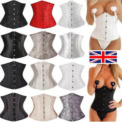 Women Underbust Corset Waist Training Burlesques Cinchers Waspie Bustier Basques • £22.79