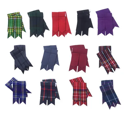 Scottish Kilt Sock Flashes Various Tartans/Highland Kilt Hose Flashes Pointed • $10.99