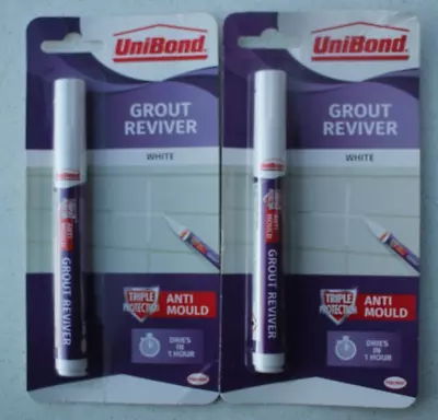 £7.99 • Buy 2 X UNIBOND GROUT REVIVER PEN 7ml WHITE ANTI MOULD