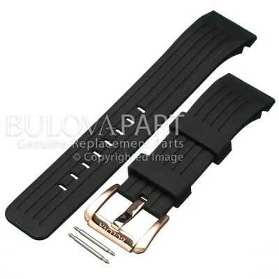 Genuine Bulova 98B152 Black Rubber Band Watch Strap Rose Gold Buckle Replacement • $151.73