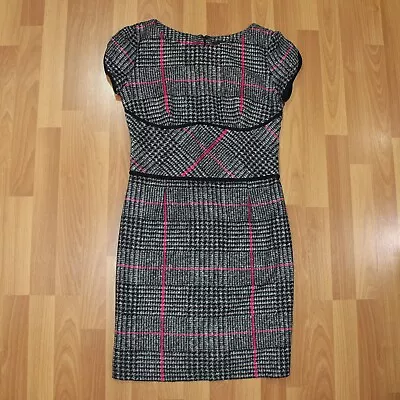 MANGO Tweed Pencil Wiggle Checked Tartan Midi Fitted Plain Bodycon Dress Size L • £8.99