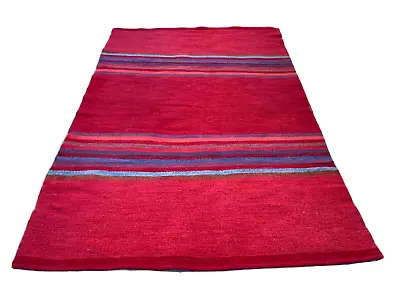 £250 • Buy Red Wool Flat Weave Rug, Vintage, Scandinavian 1960s,  158cm X 245cm