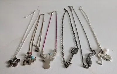 Lot Of 6 Assorted Novelty Necklaces Claire's Arrow Elephant Mustache Moose Key • $8