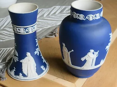 *beautiful Rare* Adams Jasper Ware Neo Classical Scenes Vases (2 Vases) 'old' • £48