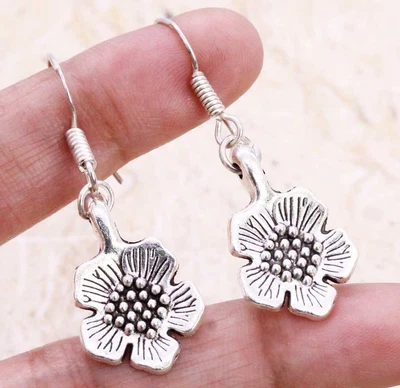 $1.99 • Buy Antique Vintage 925 Silver Plated Handmade Earrings Of 1.5  Ethnic