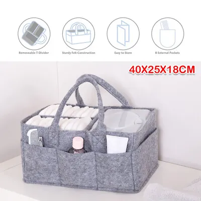 £7.59 • Buy Large Baby Diaper Caddy Organizer Felt Changing Nappy Kids Storage Carrier Bag