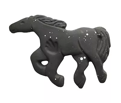 Southwestern Clay Pottery Black MUSTANG Horse Brooch Pin Signed Hand Hallmark • $36