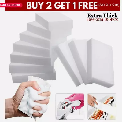 BULK 100PCS Magic Sponge Eraser Melamine Sponges Thick Cleaning Foam HomeKitchen • $11.67