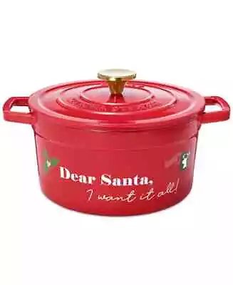 DEAR SANTA Enameled Cast Iron Dutch Oven 4 Qt Christmas Casserole Martha Stewart • $45