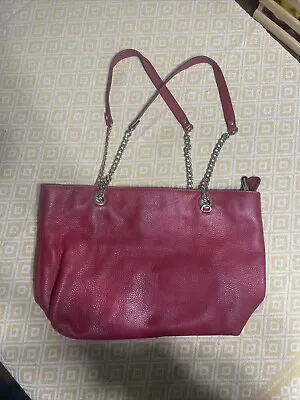 Michael Kors Leather Shoulder Handbag Red Purse Chain Strap • $26.07